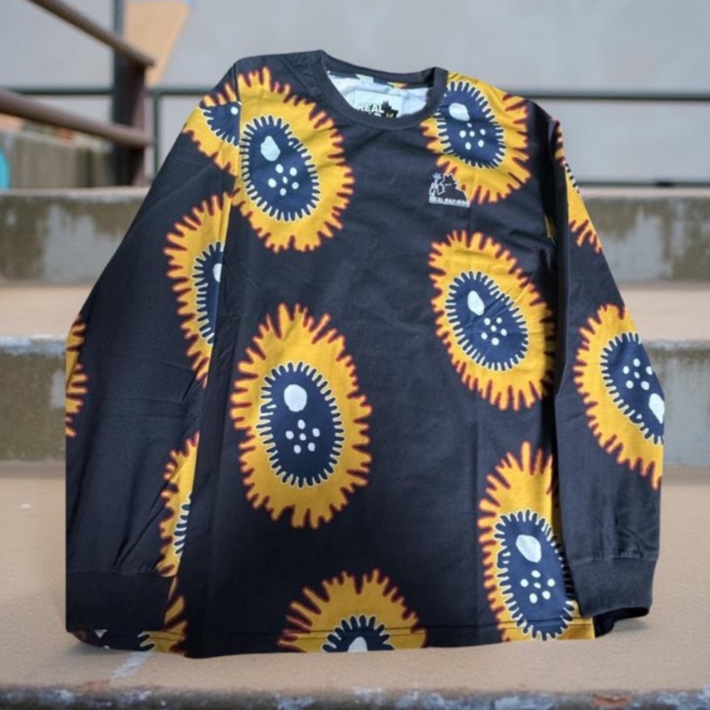 Real Bad Man Exploding Head LS Tee Mens M Oversized LA Streetwear Black